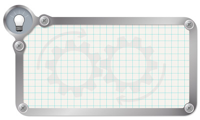Poster - Metal frame for your text with graph paper and bulb