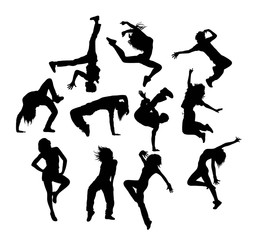 Canvas Print - Hobbies Dancing Silhouettes, illustration art vector design