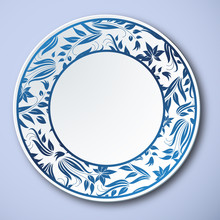 Chinese Traditional Blue And White Porcelain, The Plant Leaves Frame 
