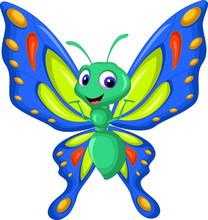 Cute Butterfly Cartoon Flying