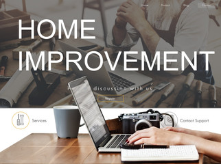 Sticker - Home Improvement Website Register Button Concept