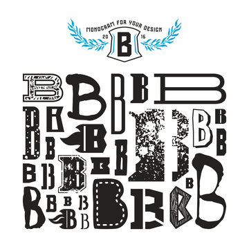 Stock vector set of monograms and initial letter B
