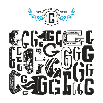 Stock vector set of monograms and initial letter G