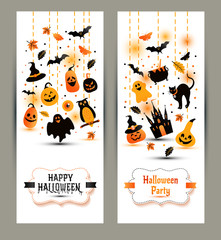 Halloween banners set on white background. Invitation to night p