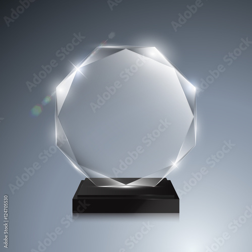 Download Glass trophy award. Vector crystal 3D mockup - Buy this ...