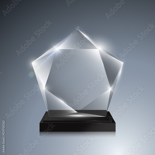 Download Glass trophy award. Vector crystal 3D mockup Stock Vector | Adobe Stock