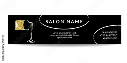 Nail Polish Banner With Golden Glitter Texture Manicure Design