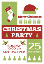 Christmas Party Invitation Poster. Vector Flyer