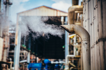 Industrial zone,The equipment of oil refining,Close-up of industrial pipelines of an oil-refinery plant.