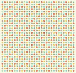 Poster - Set of 850 Isolated Universal Minimal Simple Thin Line Icons on Circular Color Buttons.