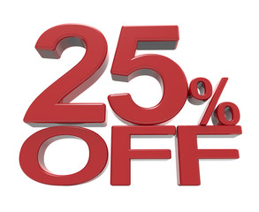 Wall Mural - 3d rendering of a 25% off symbol