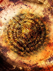 Poster - solar mandala amids music notes in space symboliting music inspiration.