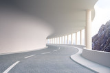 Fototapeta Perspektywa 3d - Road tunnel with landscape view