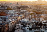 Fototapeta Paryż - Vintage Paris France shot from Notre-Dame Cathedral with Sorbonne University in the background. Autumn shot.
