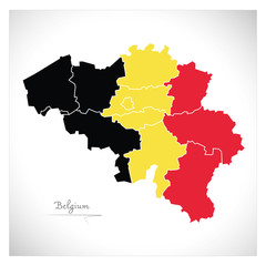 Belgium map artwork with national colours illustration