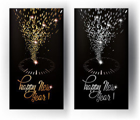 Wall Mural - New Year greeting cards with abstract sparkling clock