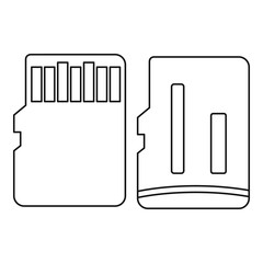 Poster - Both sides of SD memory card icon. Outline illustration of SD memory card vector icon for web