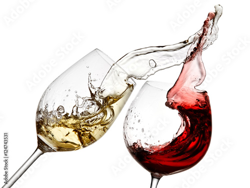 Photo Red and white wine splash