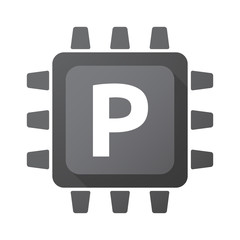 Wall Mural - Isolated Central Processing Unit icon with    the letter P