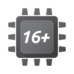 Wall Mural - Isolated Central Processing Unit icon with    the text 16+