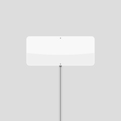 Blank white rectangular traffic sign mockup. Empty vector road sign template.