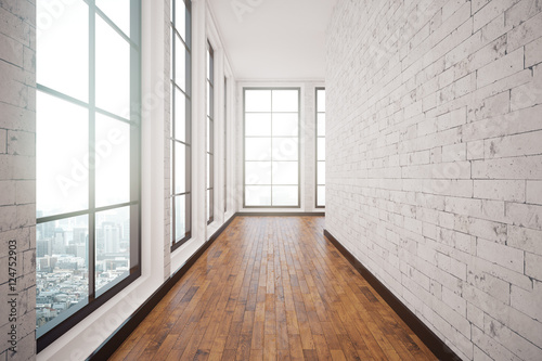 Fotografia White brick corridor interior