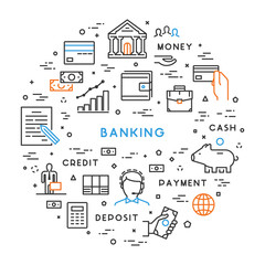 Wall Mural - Vector line concept for banking.