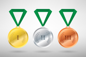 Illustration of three winners sports style medals