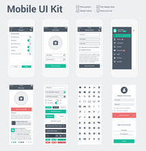 Mobile UI Kit For App Development, Phone Mockups & Wireframes.