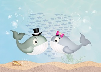 Poster - whales in love in the ocean