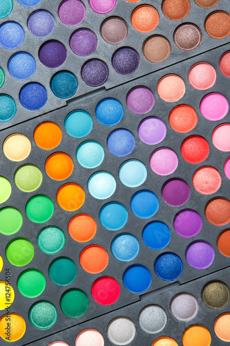 Fototapeta na wymiar Palette with a multicolored eyeshadows