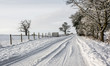 Snowy country lane in Cumbria
