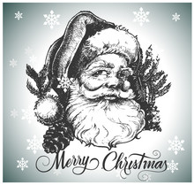 Santa Claus Head. Hand Drawn Illustration