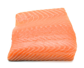 Wall Mural - Fresh salmon fillet isolated on white background