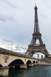 Fototapeta Paryż - View Eiffel Tower in Paris. Cloudy day