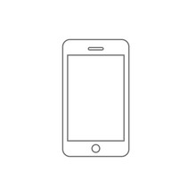 Smartphone Line Outline Style Vector Illustration, Simple Mobile Phone Sketch Line Art Isolated On White Background