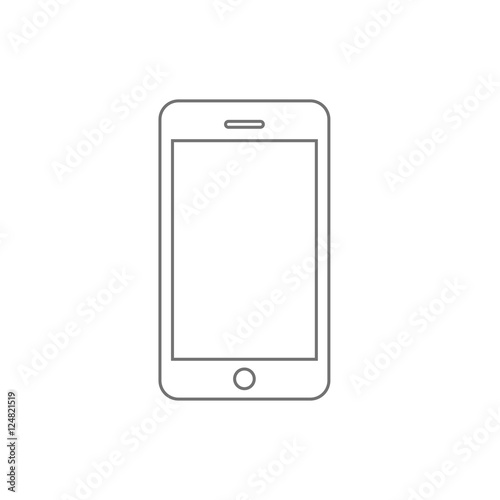 Smartphone line outline style vector illustration, simple mobile phone sketch line art isolated