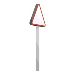 Poster - Road sign triangle with red rim icon. Cartoon illustration of road sign triangle with red rim vector icon for web
