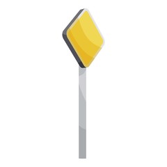 Poster - Road sign yellow rhombus icon. Cartoon illustration of road sign yellow rhombus vector icon for web