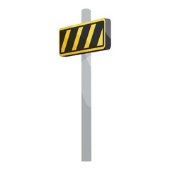 Poster - Road sign yellow and black stripes icon. Cartoon illustration of road sign yellow and black stripes vector icon for web