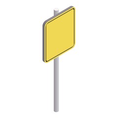 Poster - Road sign yellow square icon. Isometric 3d illustration of road sign yellow square vector icon for web