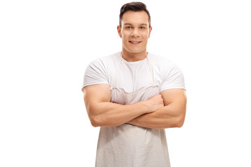 Sticker - Young butcher posing with his arms crossed