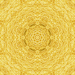 Wall Mural - Mandala with gold metal texture. Kaleidoscopic sacred geometry element. Alchemy, religion, philosophy, astrology and spirituality themes. Magic abstract sign. Universal background for everything.