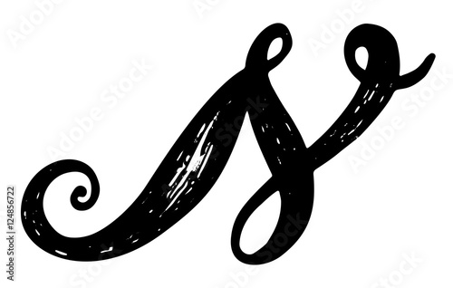 Letter N Calligraphy Alphabet Typeset Lettering Hand Drawn