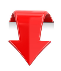Poster - 3d arrow downwards. Image with clipping path