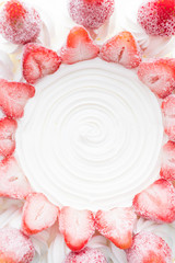 Canvas Print - Vanilla ice cream cake with strawberry on top