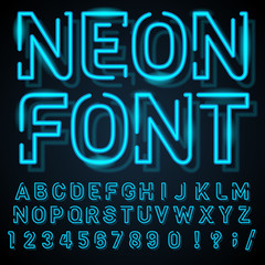 Poster - illustration with the image of neon signs. retro design.objects are made and represent the old style