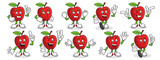 Fototapeta  - Vector set of Apple character, apple mascot. 