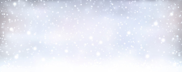 Abstract silver blue winter, Christmas banner with snowfall