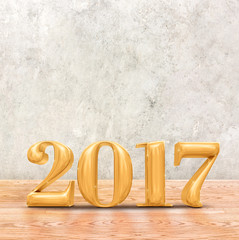 Poster - 2017 (3d rendering) new year gold color  in perspective room wit
